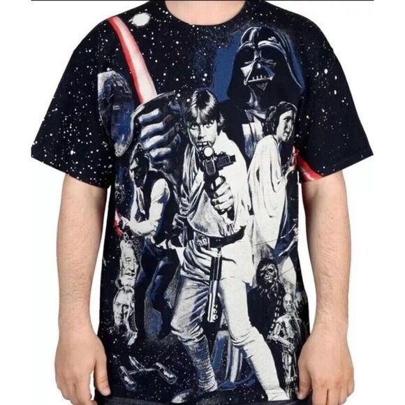 NEW Star Wars Men's War Of Wars T-Shirt Size 2X Navy Glows In The Dark - Picture 1 of 5